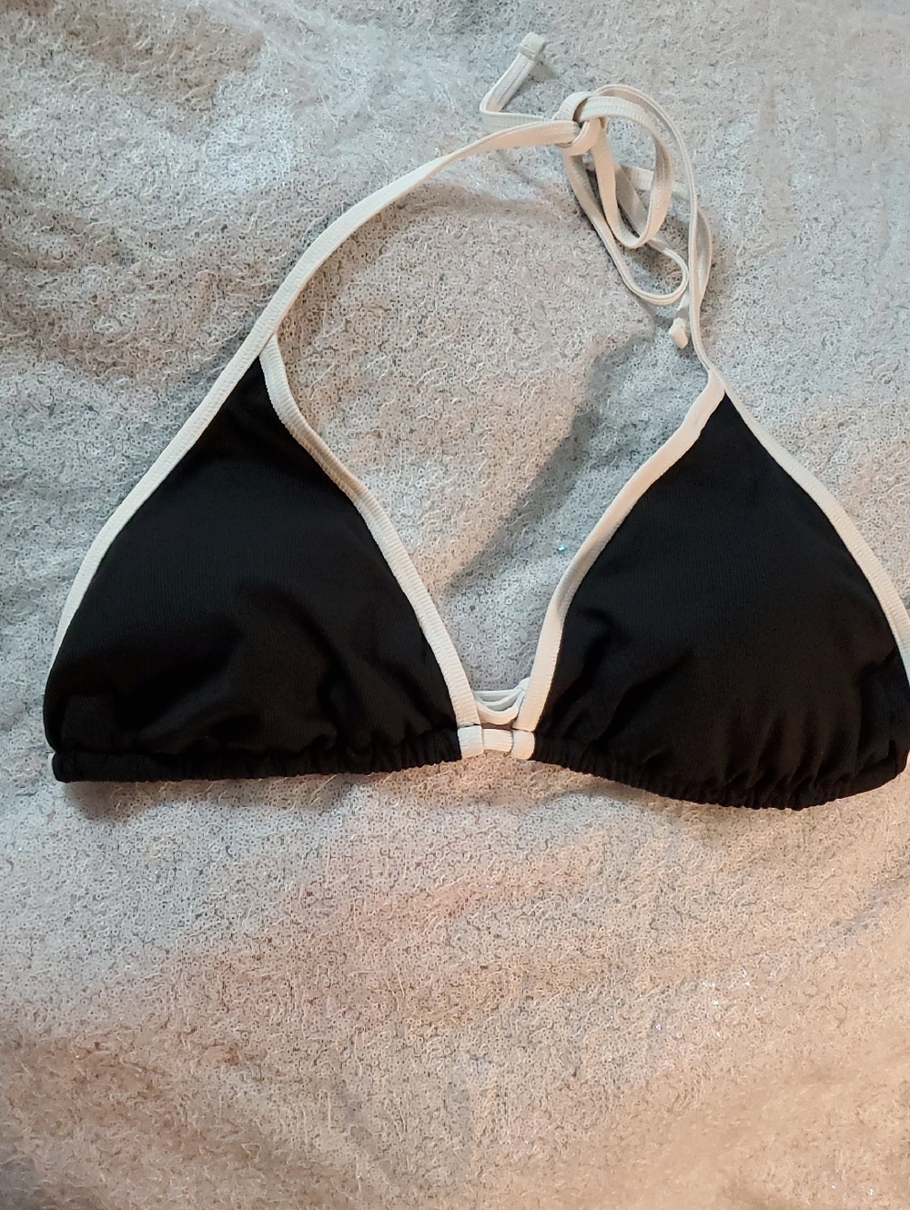 NWT Shade & Shore Black & White Triangle Bikini Top - Size XL (16)  Women's Swim